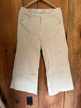 Maeve Neutral Tan Crop Wide-Leg Pants